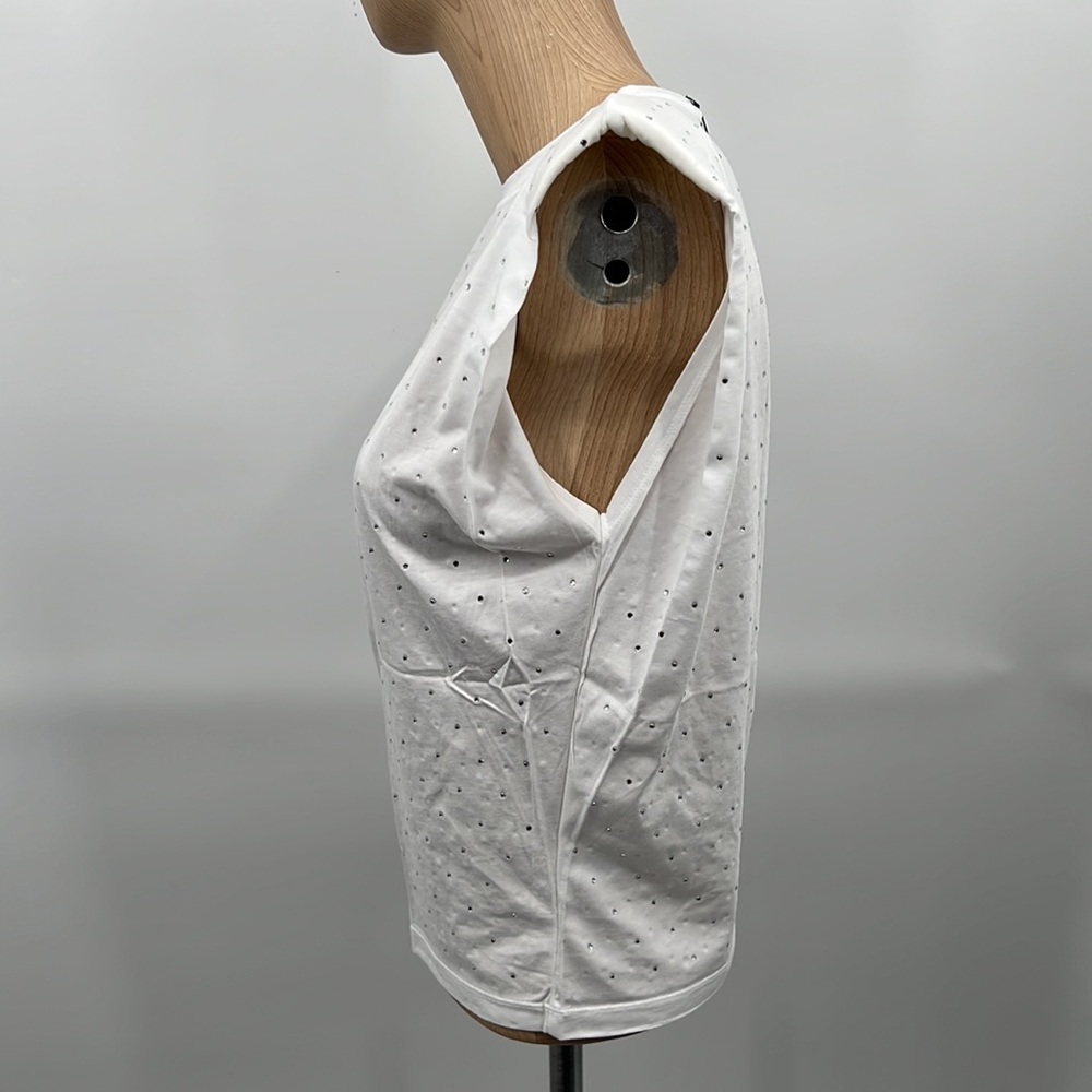 🆕Padded Shoulder Tee Generation Love Lex Crystal Sleeveless White Soft T-Shirt - Picture 14 of 16